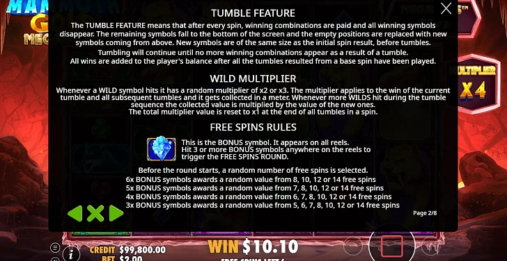 Bonus game: free spins, retriggers and bonus-round rules.