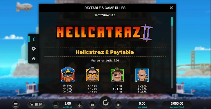 Settings: RTP, game rules, stakes and info panel.