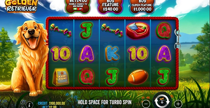 Base game: layout, bet controls and balance display.