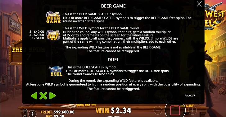 Settings: RTP, game rules, stakes and info panel.