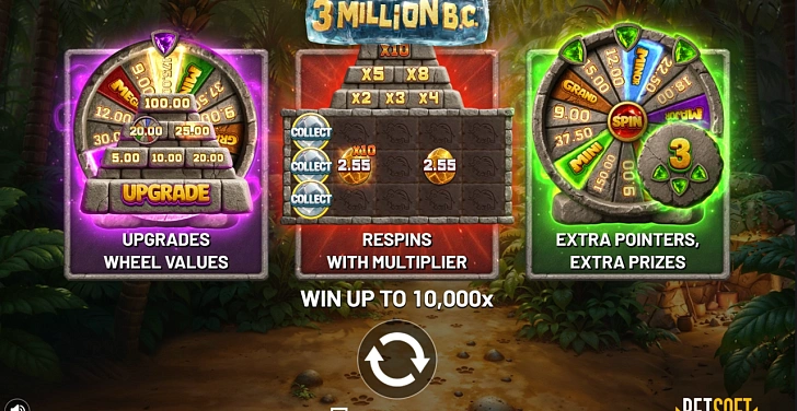 Base game: layout, bet controls and balance display.
